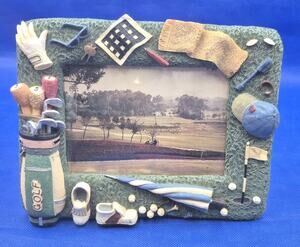 Vintage 3D Golf-Themed Polyresin Photo Frame 8.5x6.5" for 4x6 Photo Herco Gift